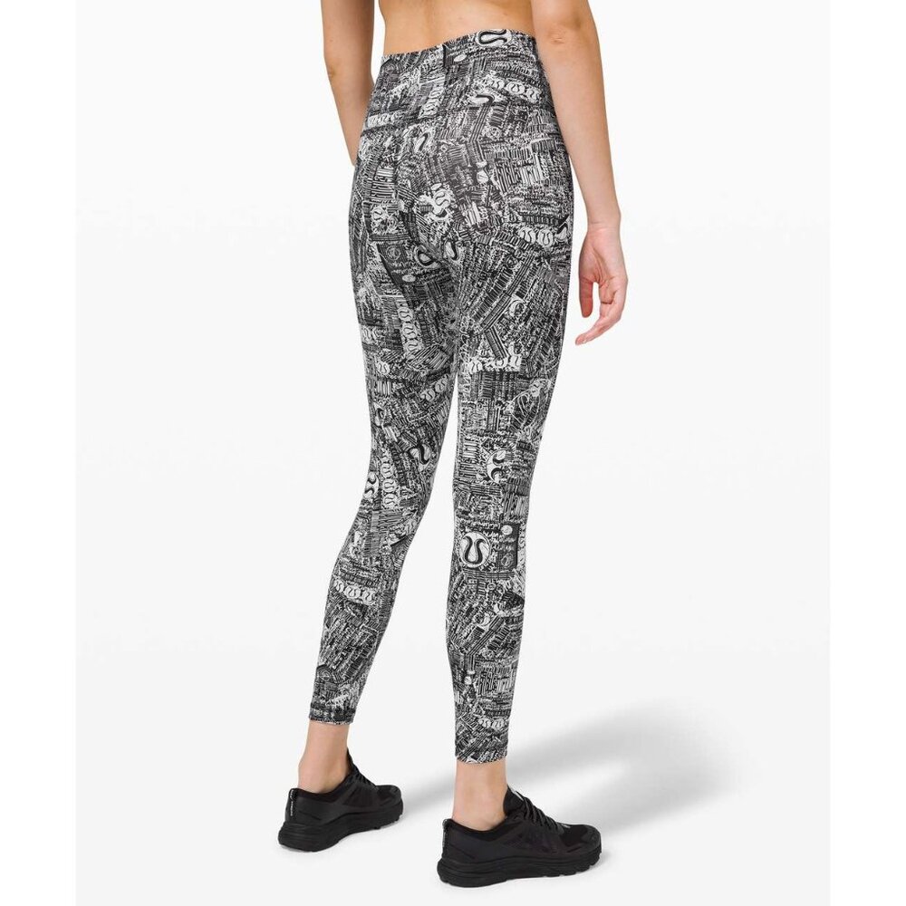 Lululemon Wunder Train High-Rise Tear It Up Alpine White Black Logo Tight Sz 2 - Picture 4 of 9